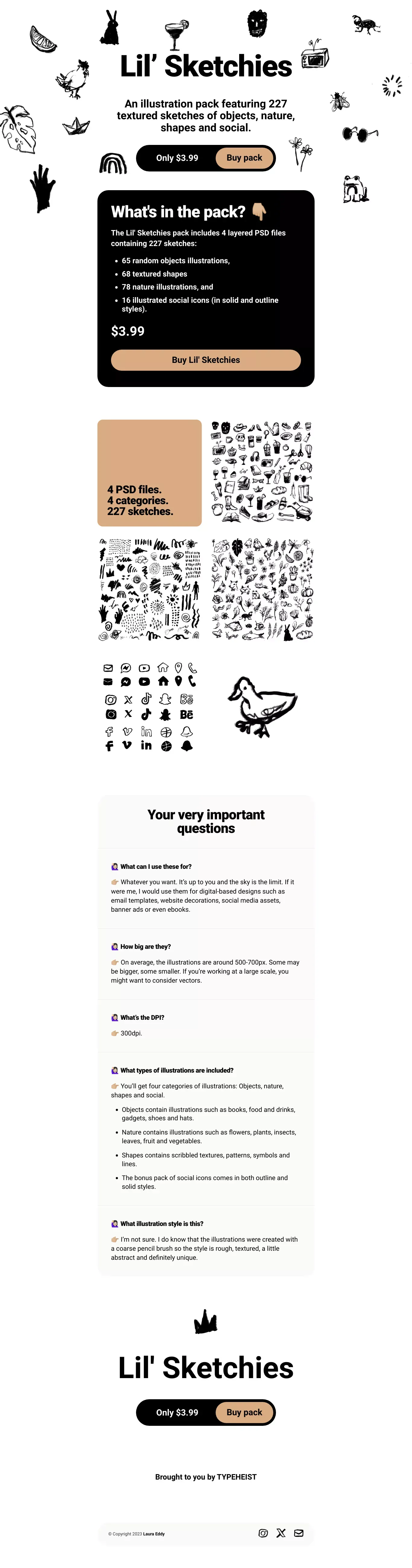 Lil' Sketchies Illustration Pack - website design