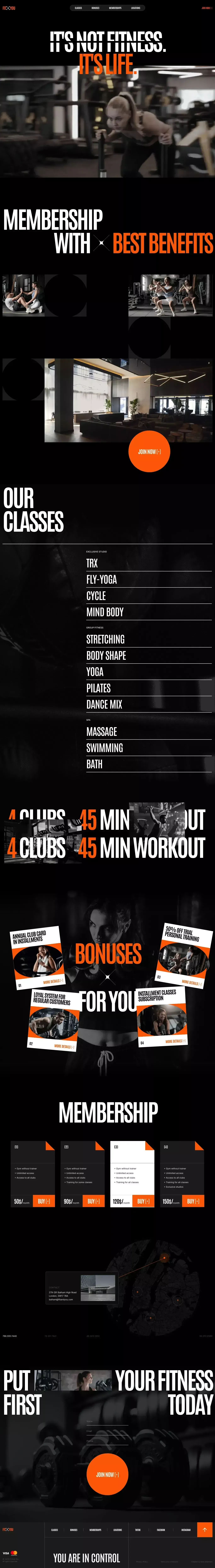 Fitandyou – premium fitness club - Landing design