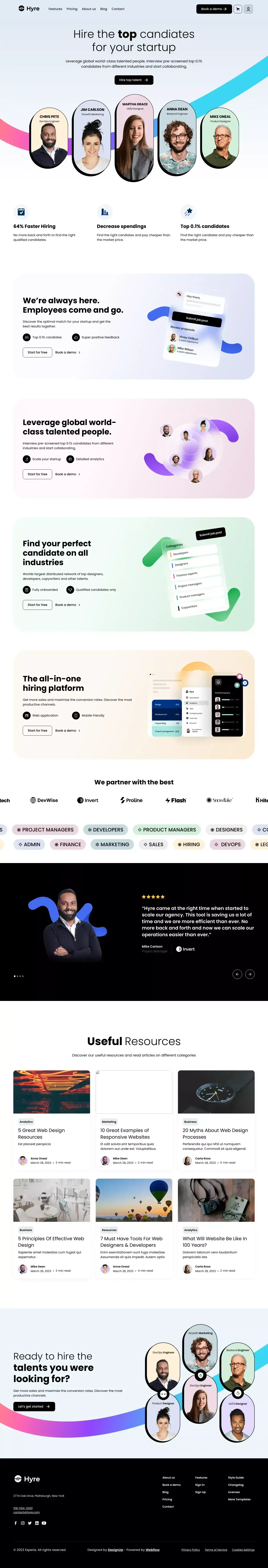 Hyre - Webflow Ecommerce Website Template - Template design