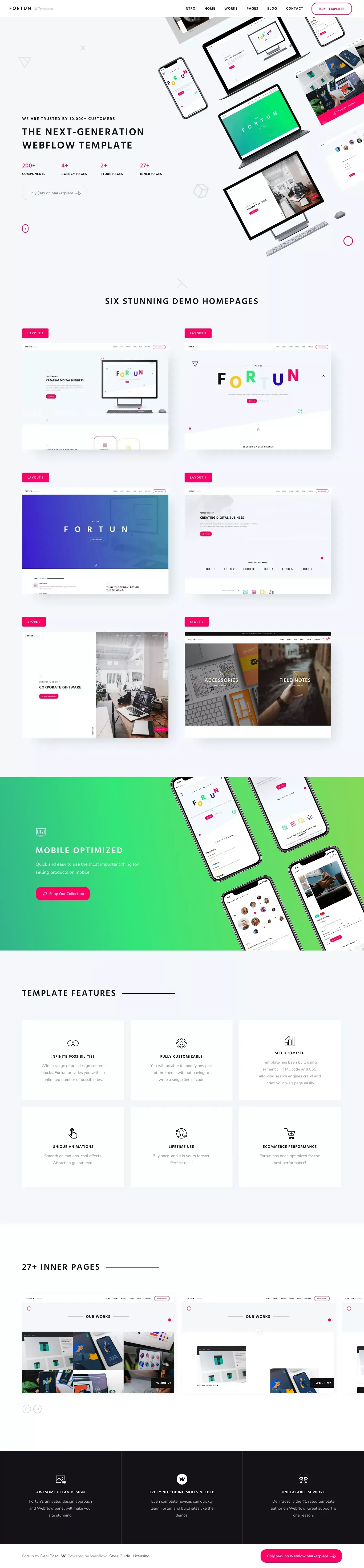Fortun - Webflow Ecommerce Website Template - Template design
