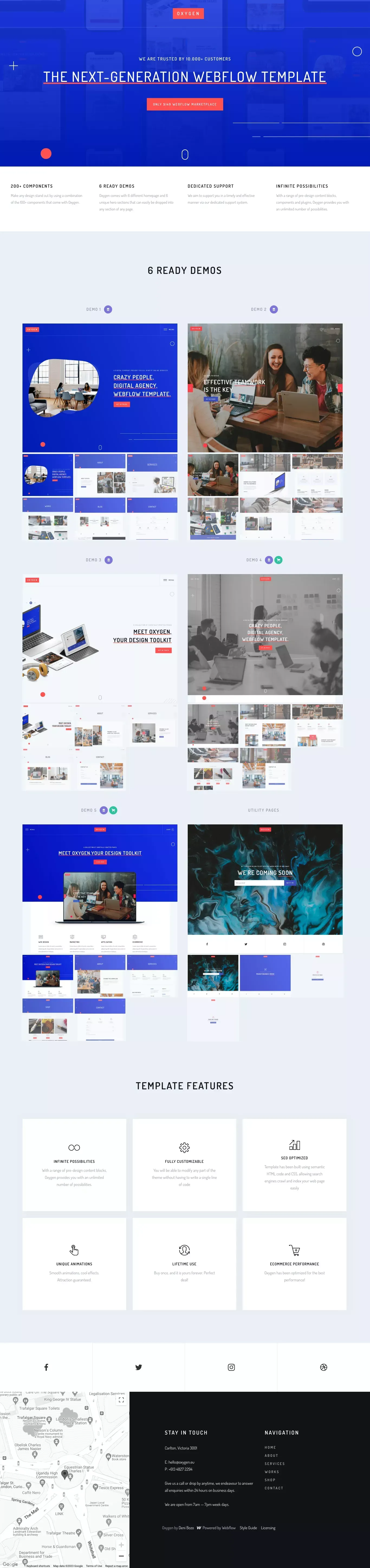 Oxygen - UI Kit Webflow Website Template - Template design
