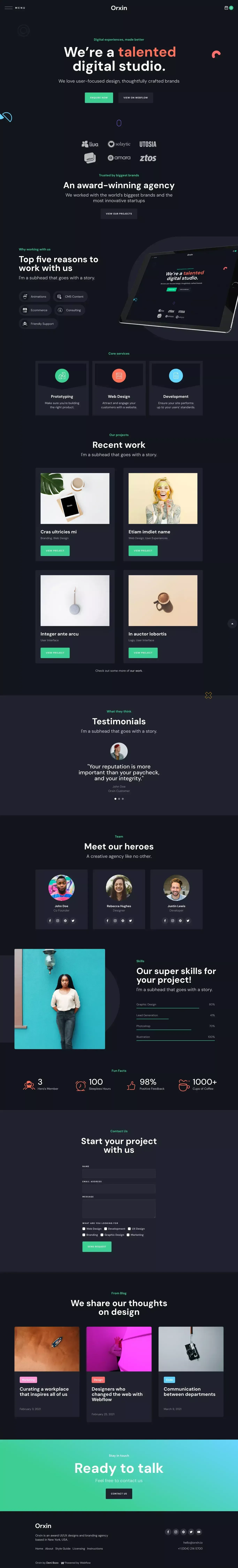 Orxin - Webflow Ecommerce website template - Template design