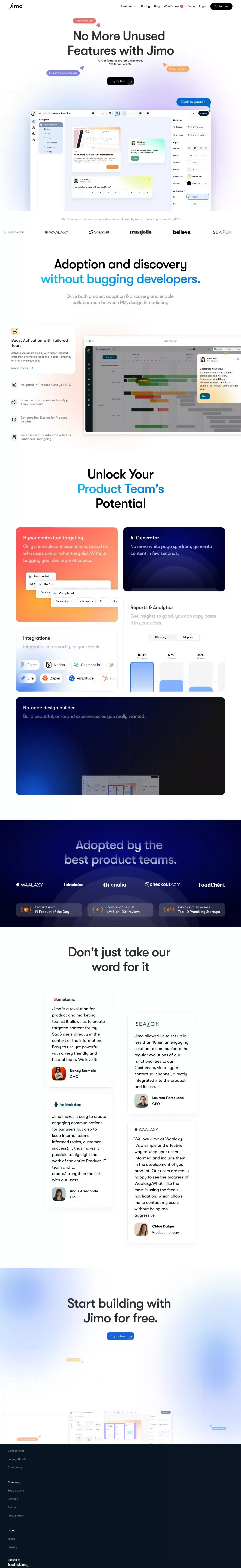 Jimo | The Smartest Product Adoption and Success Platform - website design