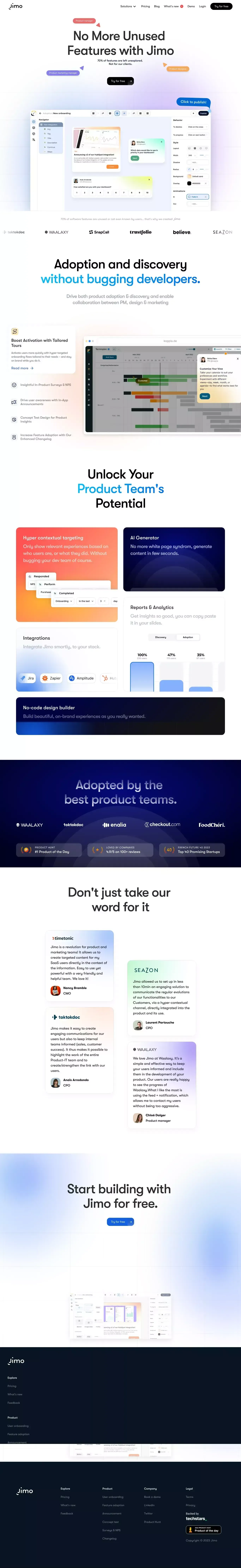 Jimo | The Smartest Product Adoption and Success Platform - website design
