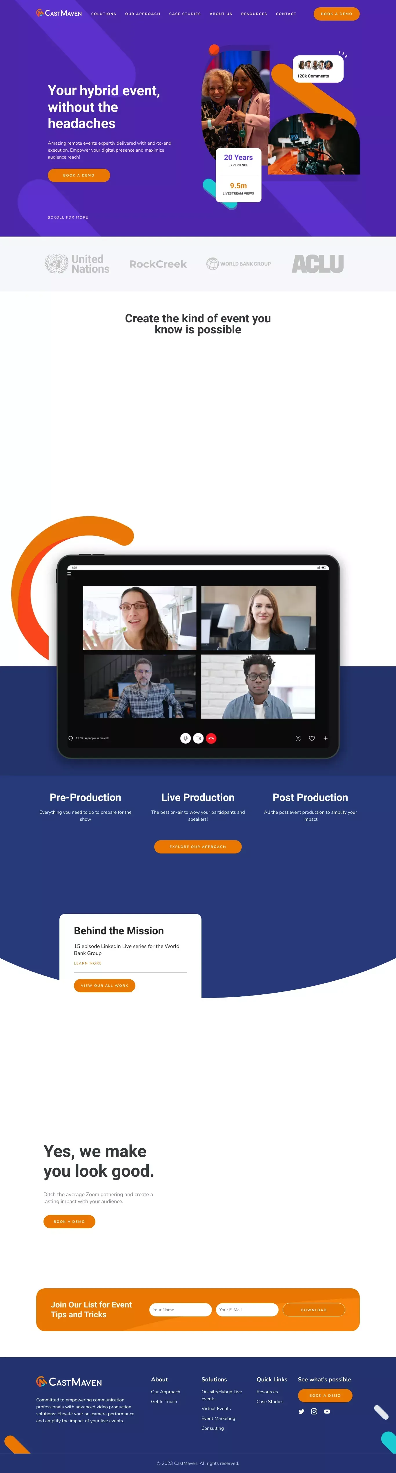 CastMaven - Live and Virtual Event Video Production Company - Landing design