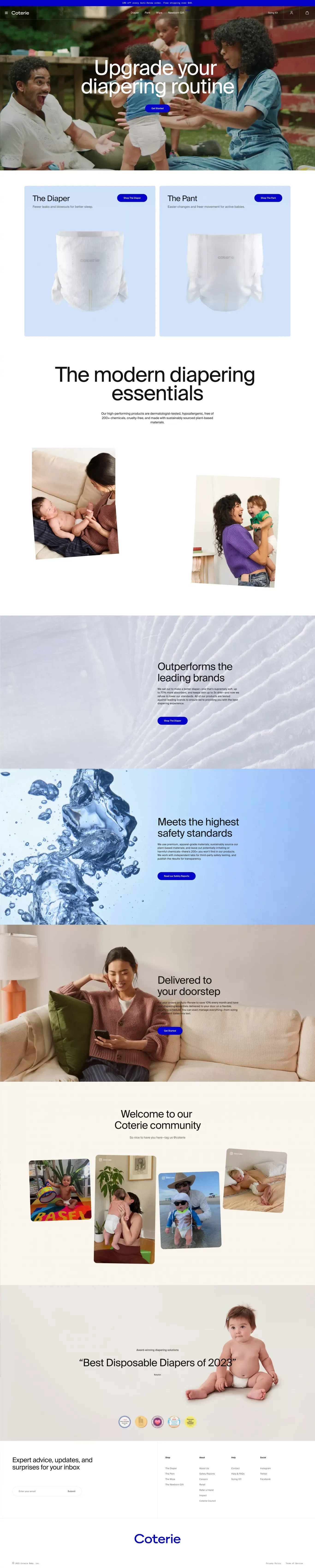Coterie Diapers, Baby Wipes | High-performing, Clean, Sustainable Baby Care | Coterie - Ecommerce design