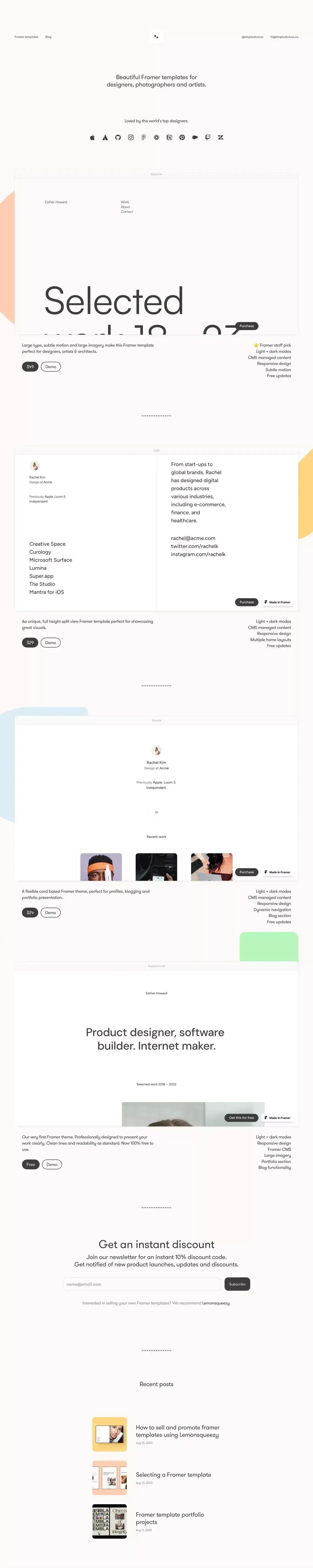 Simple Obvious â Framer templates. - Landing design