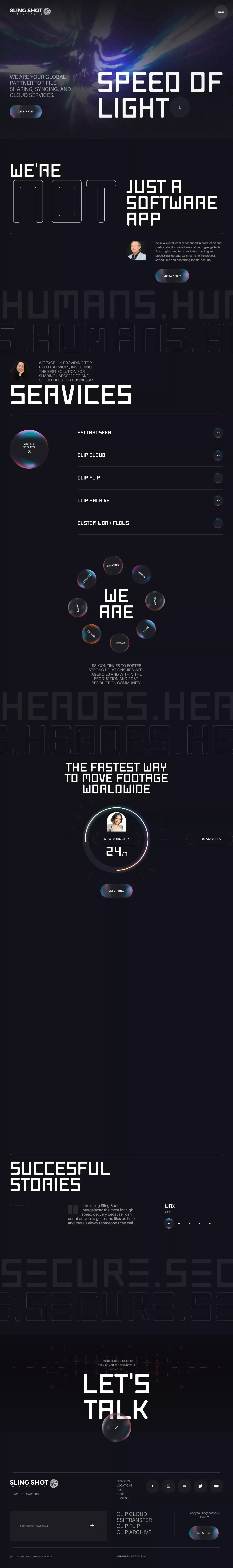 Home Page - Sling Shot Intergalactic - Landing design
