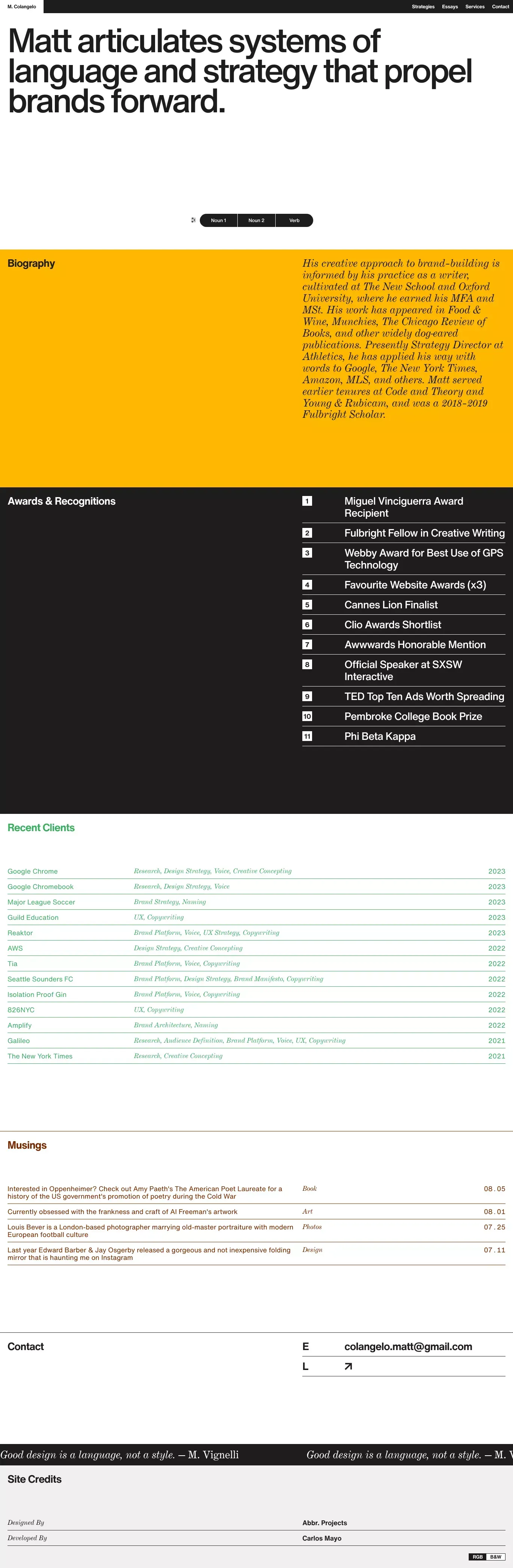 Matt Colangelo - Portfolio design