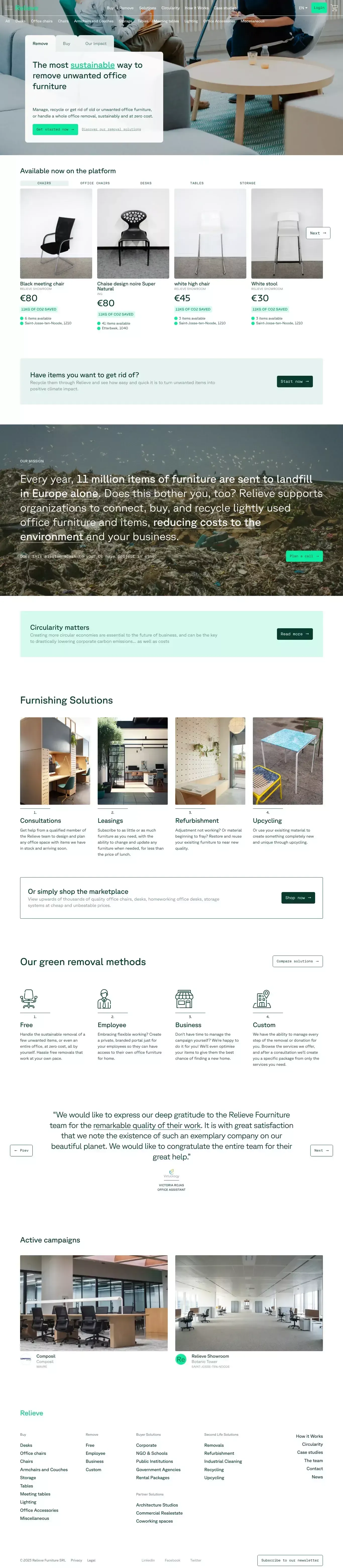 Relieve Furniture - Ecommerce design