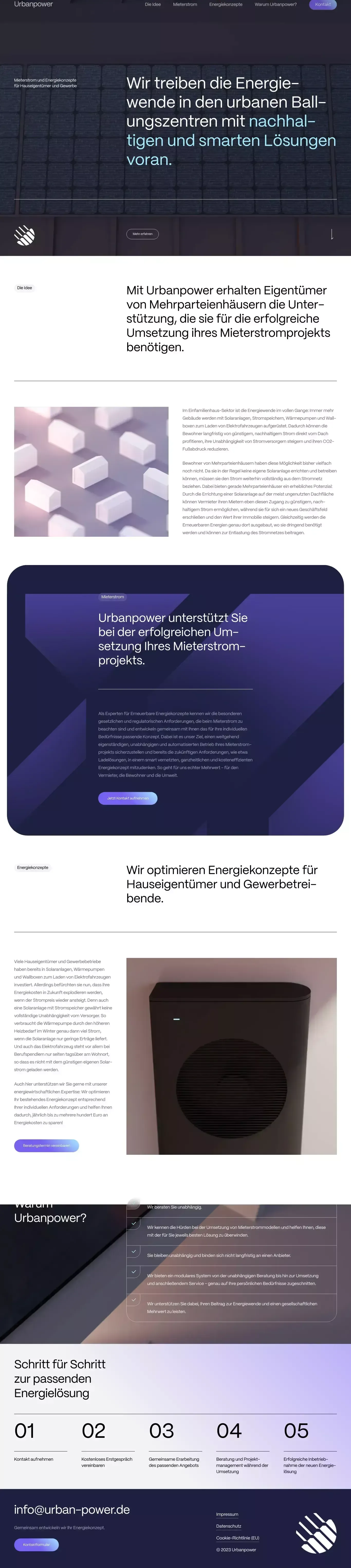Mieterstrom und Energiekonzepte von Urbanpower - website design