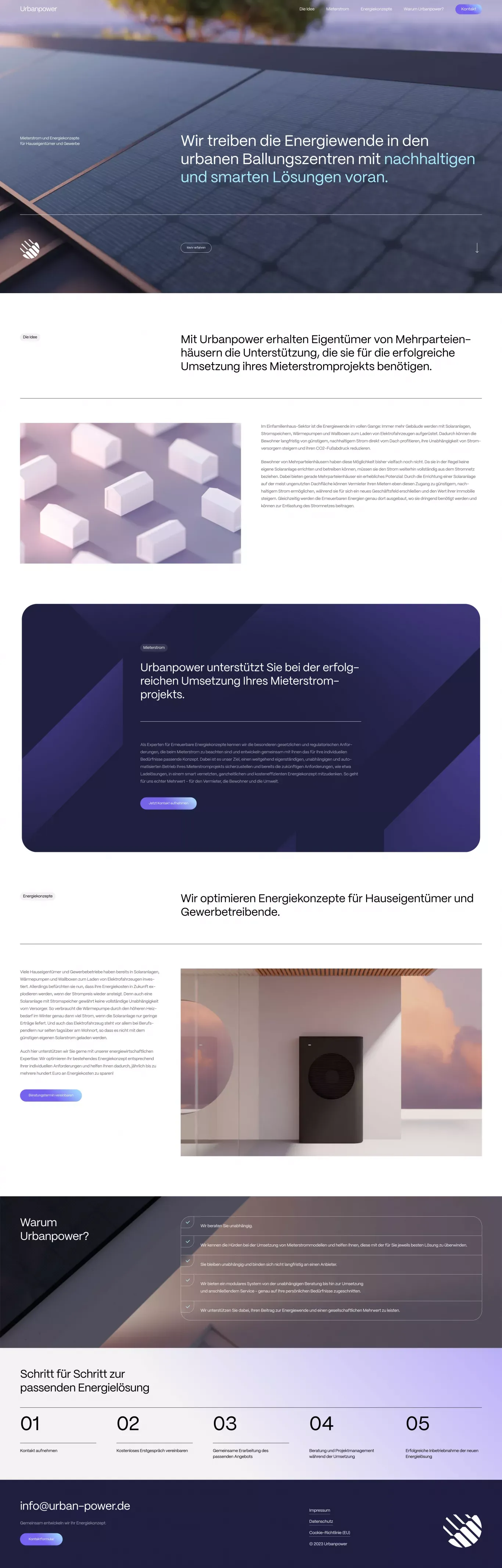 Mieterstrom und Energiekonzepte von Urbanpower - Landing design