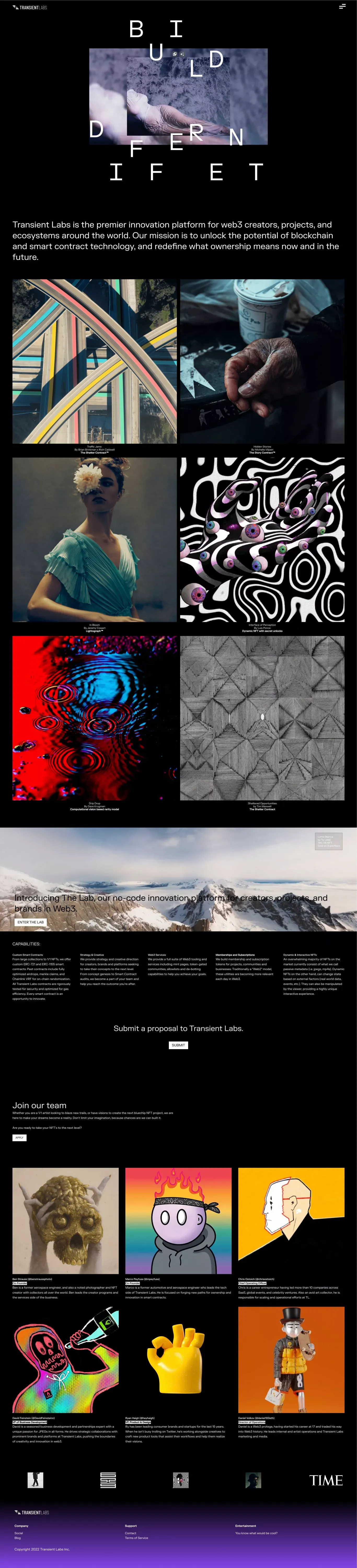 Transient Labs - Portfolio design
