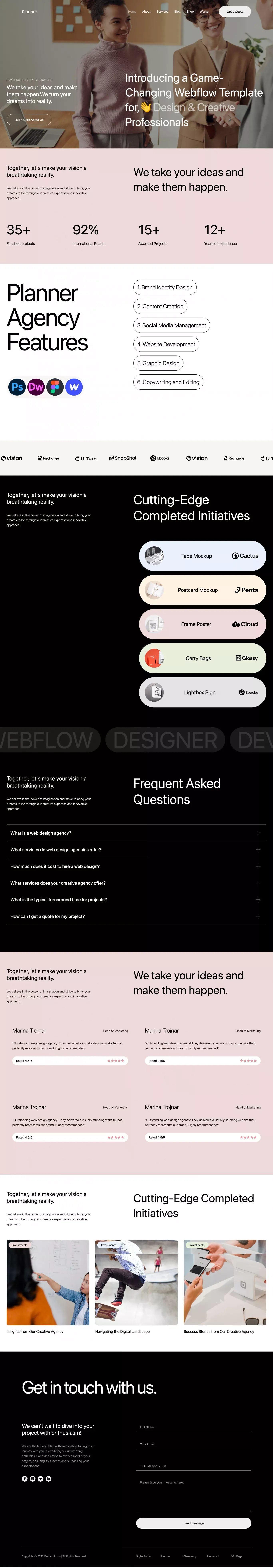 Planner - Webflow Ecommerce website template - Template design