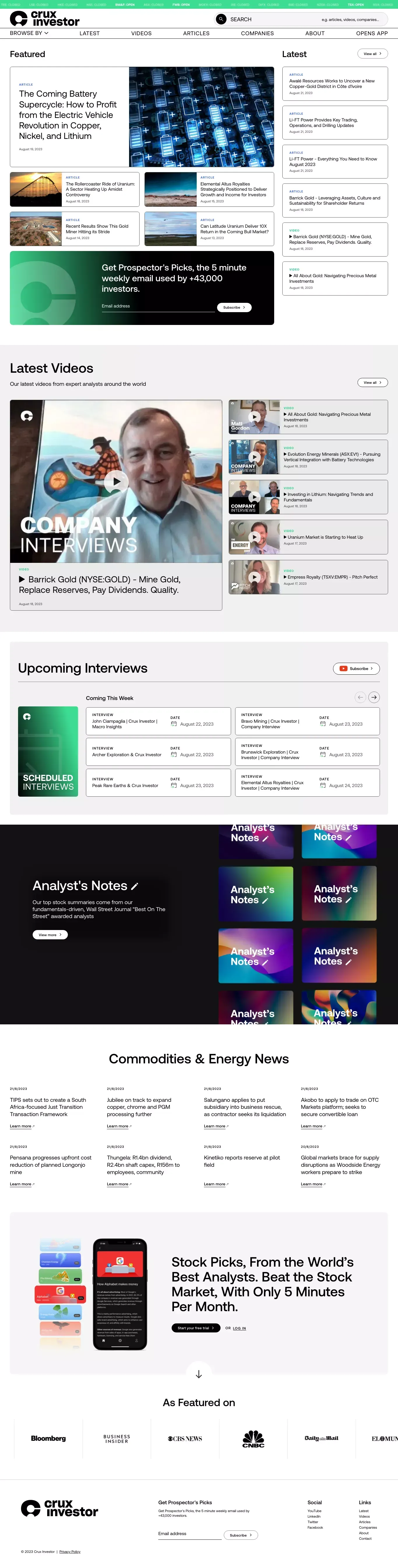 Crux Investor | Mining Stock Insights - Blog design