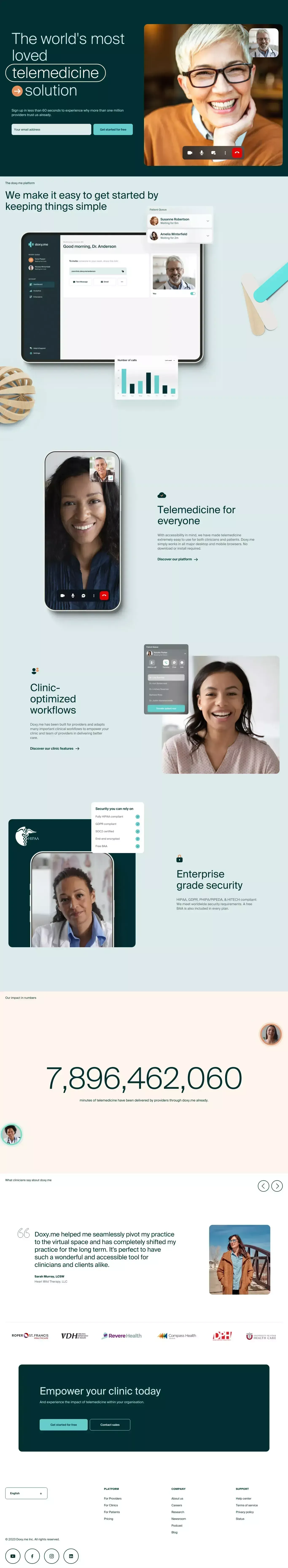 The Simple, Free, and Secure Telemedicine Platform | Doxy.me - Landing design