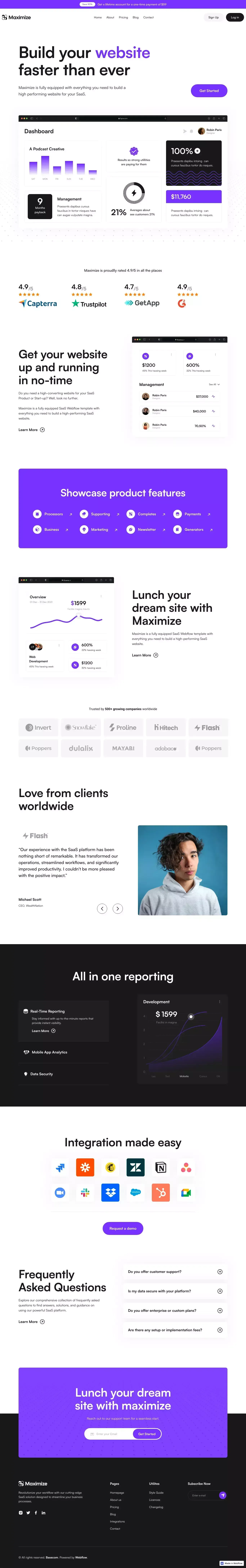 Maximize - Webflow HTML website template - Template design