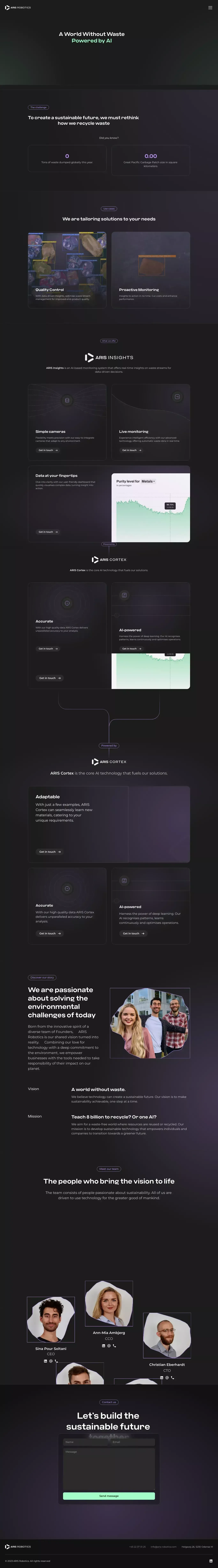 ARIS Robotics - Rethinking recycling - website design