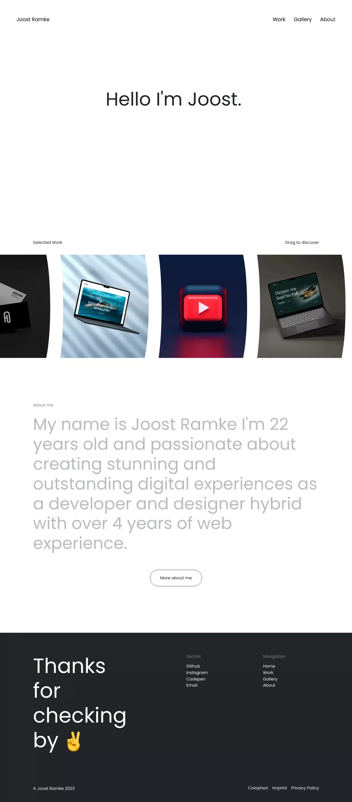 Joost Ramke - Developer, Designer & Photographer - Portfolio design