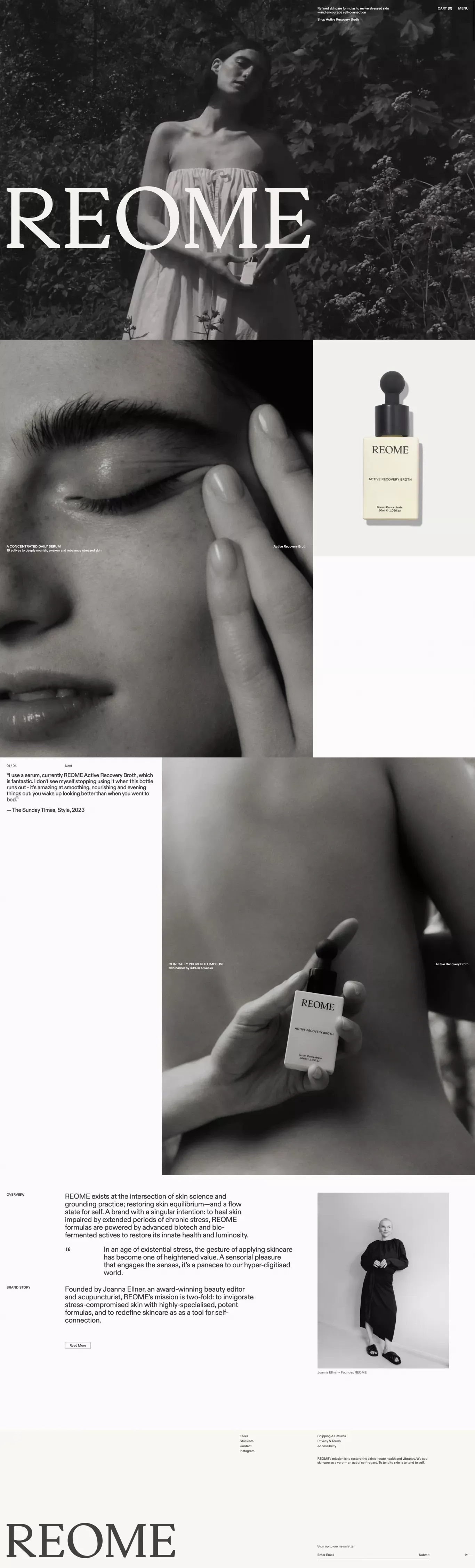 REOME - Advanced Skincare for Slow Rituals - Ecommerce design