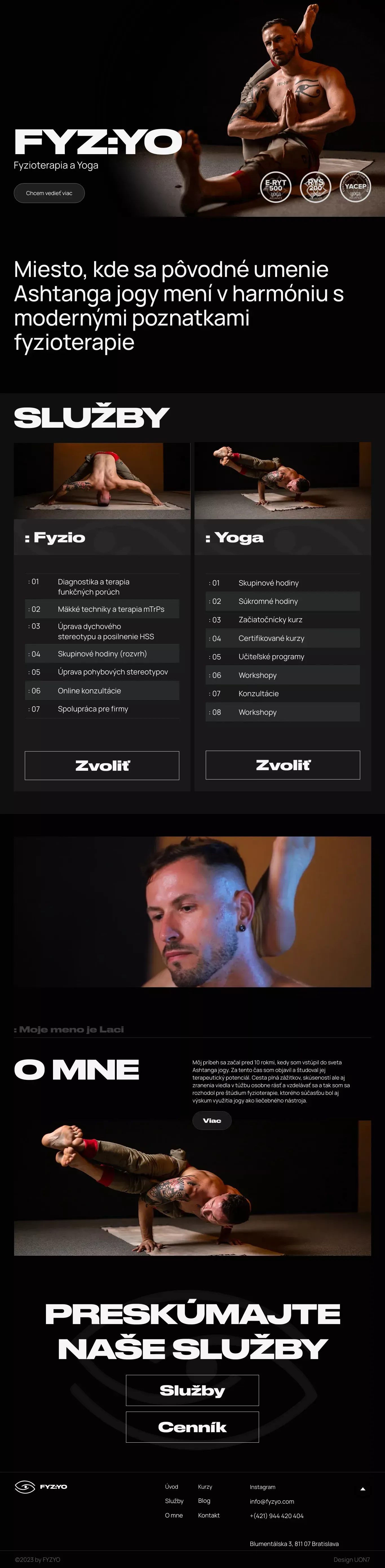FYZYO | Ashtanga joga a fyzioterapia | Bratislava - website design