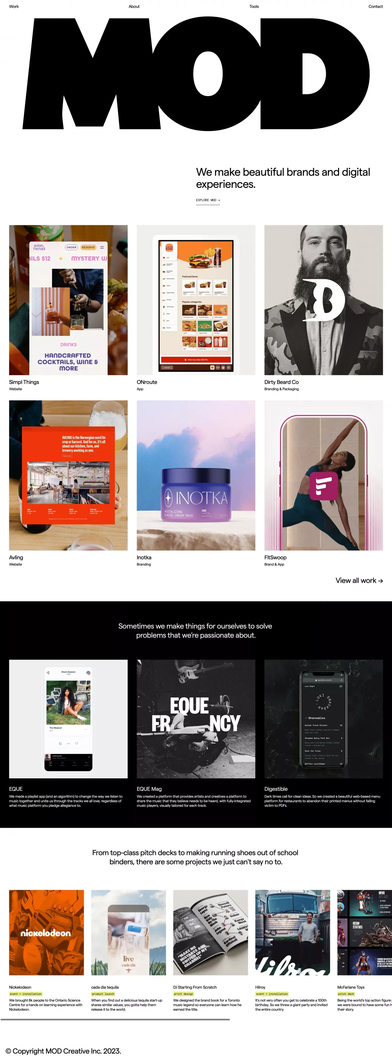 MOD | Creative & tech studio - Portfolio design