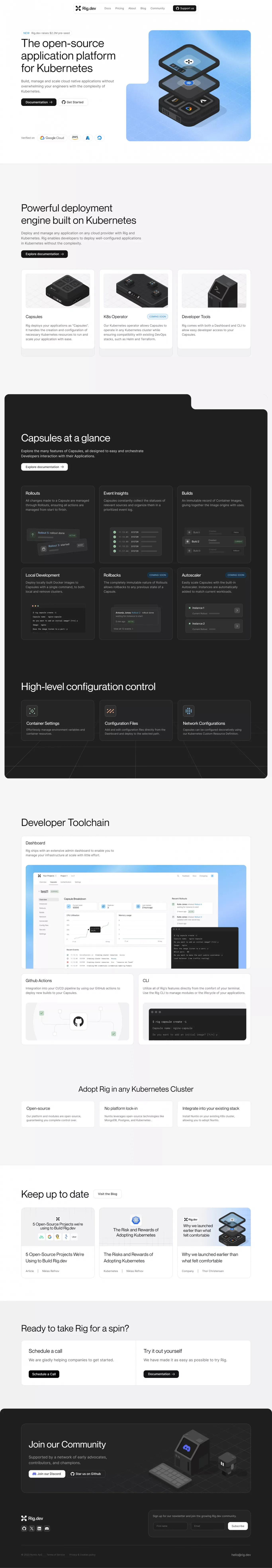 Rig.dev | The open-source application platform for Kubernetes - Landing design