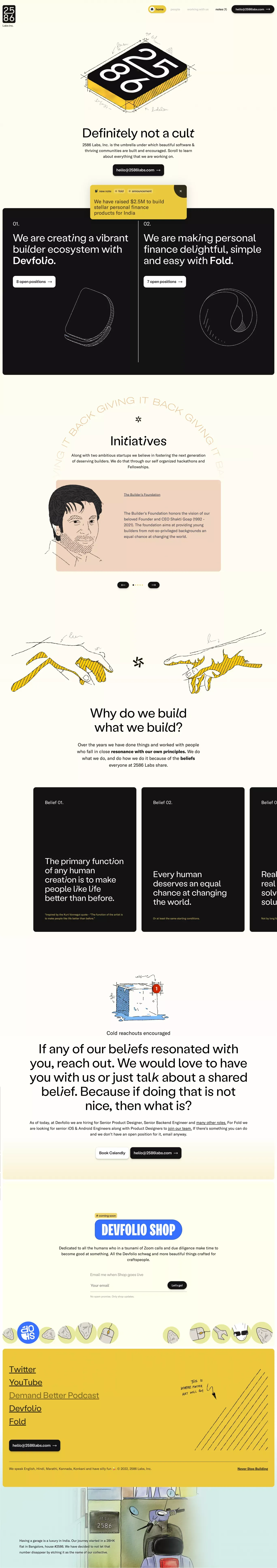 2586 Labs, Inc. - Landing design