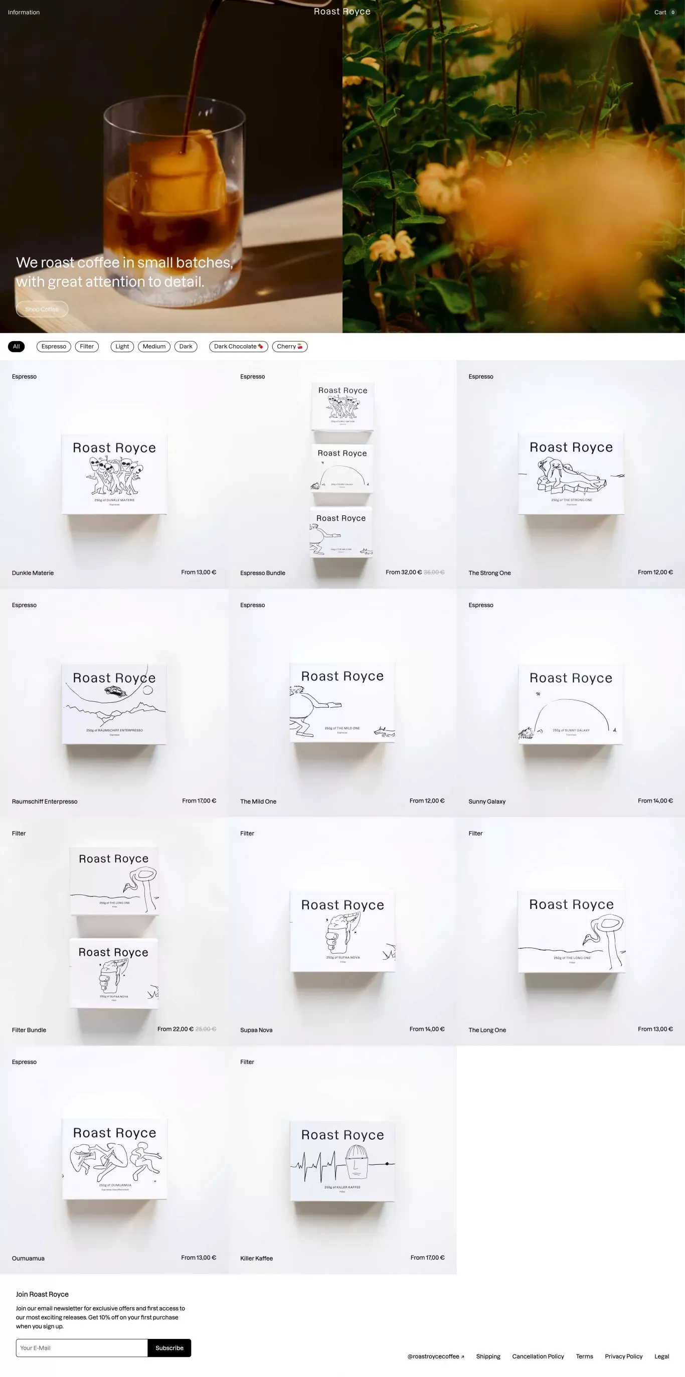 Roast Royce: Coffee Roastery - Ecommerce design