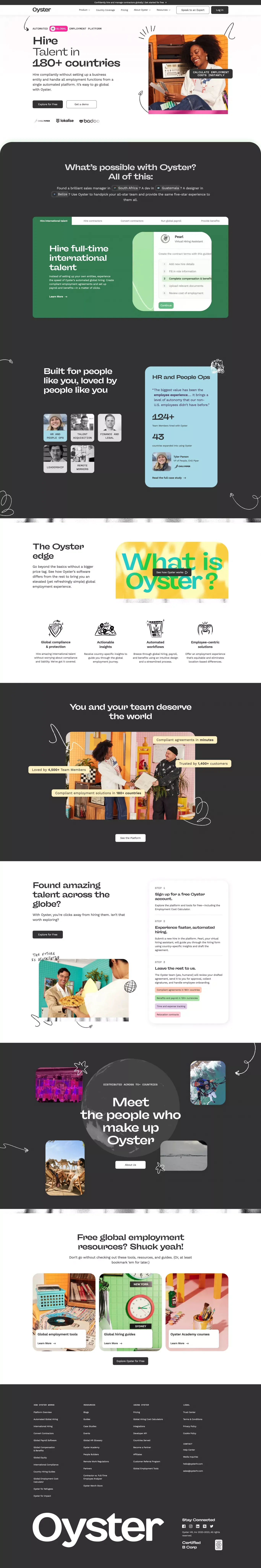 Global HR Software | Hire Anywhere, Thrive Everywhere | Oyster® - Landing design