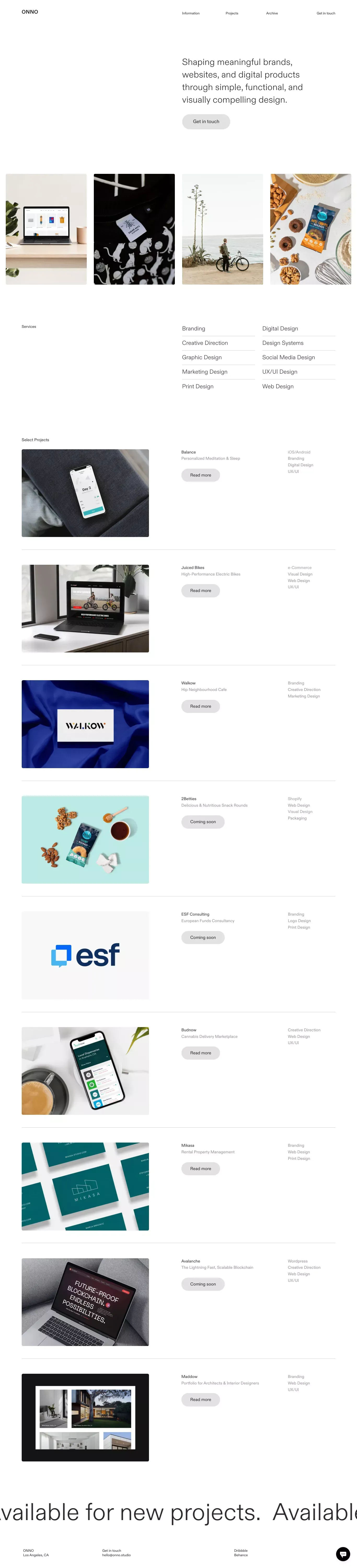 ONNO - Digital & Brand Design Studio - website design