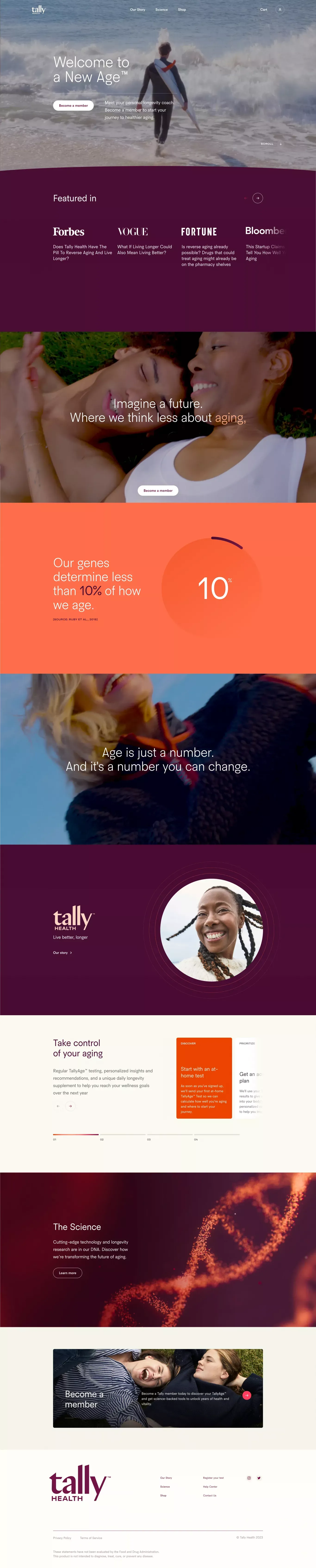 Tally Health - Welcome to a New Age. - Landing design
