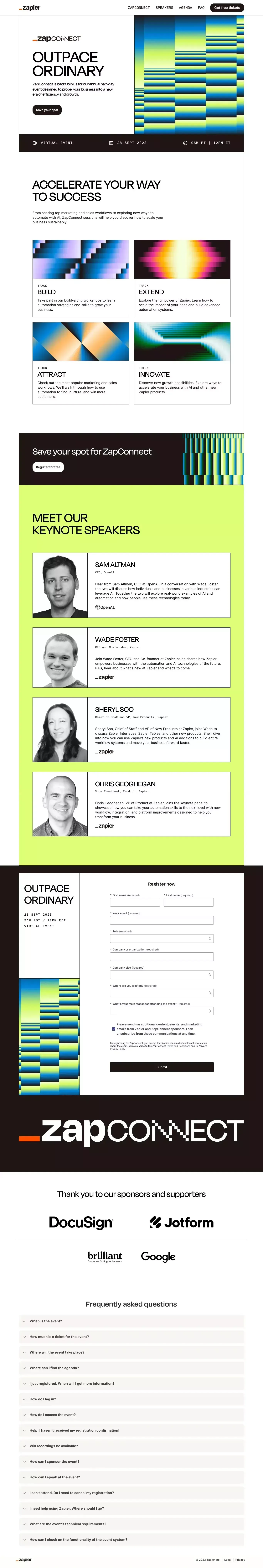 ZapConnect 2023 | Save your free spot - Landing design
