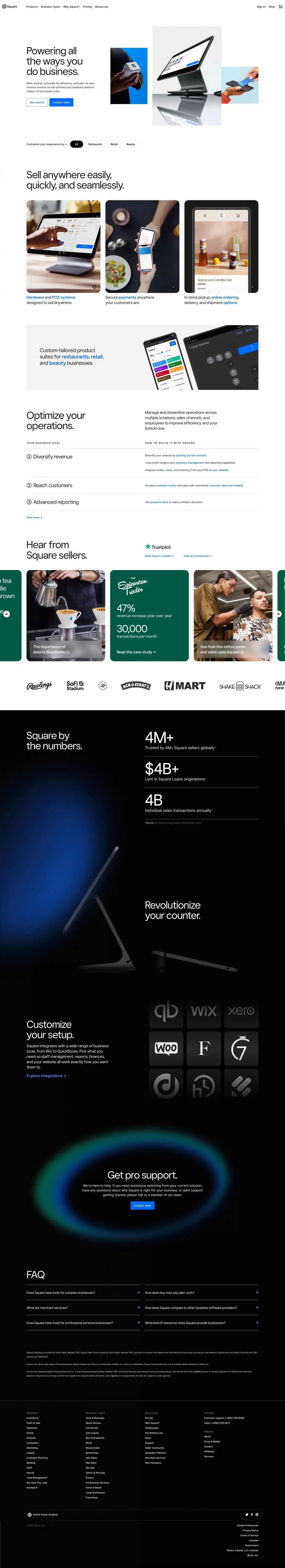 Square | Solutions For Your Small, Medium & Large Business - Landing design