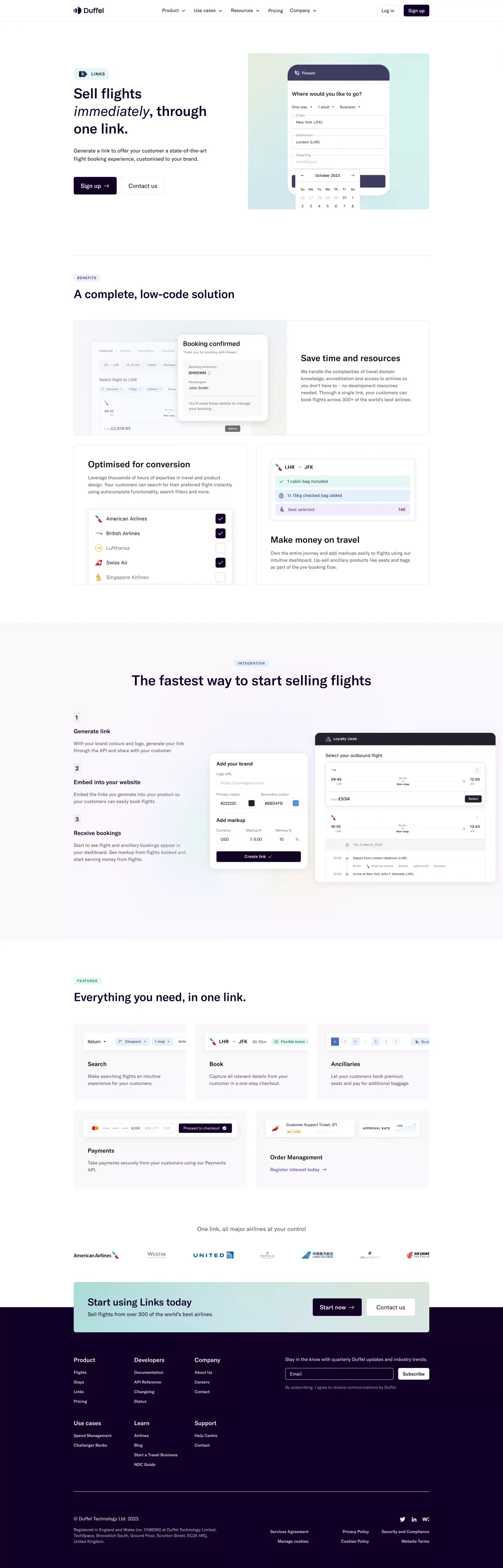 Duffel - Links - Landing design