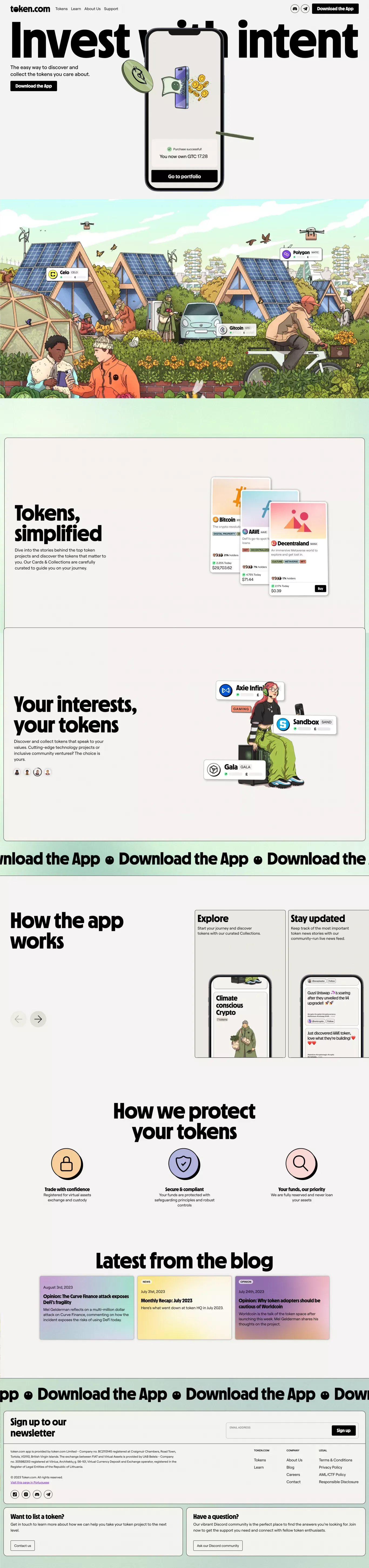 token.com | Invest with Intent - Landing design