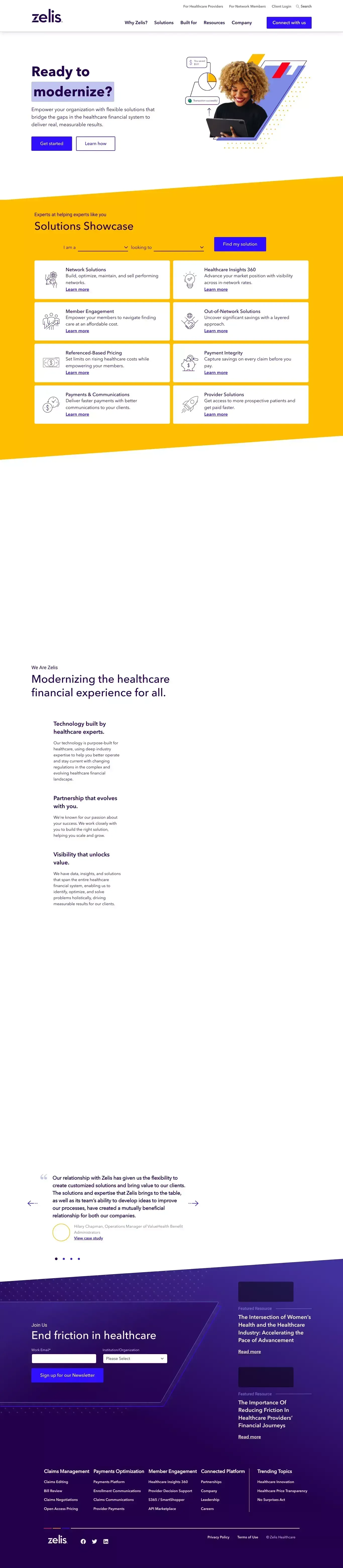 Modern Healthcare Financial Experiences are Built with Zelis - website design