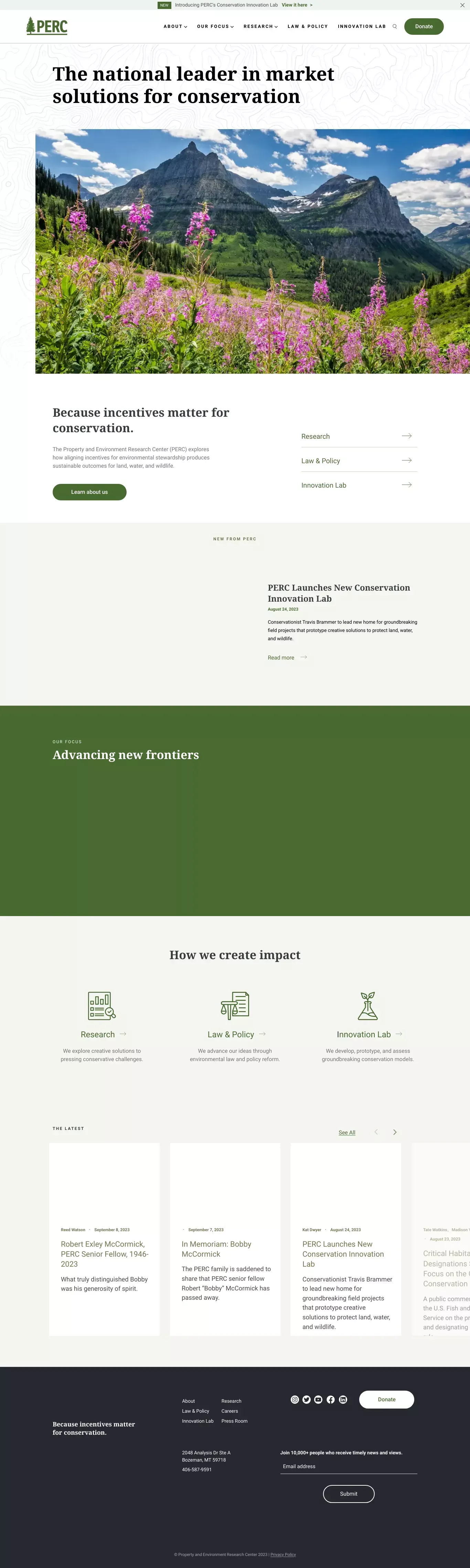 Home | PERC - website design