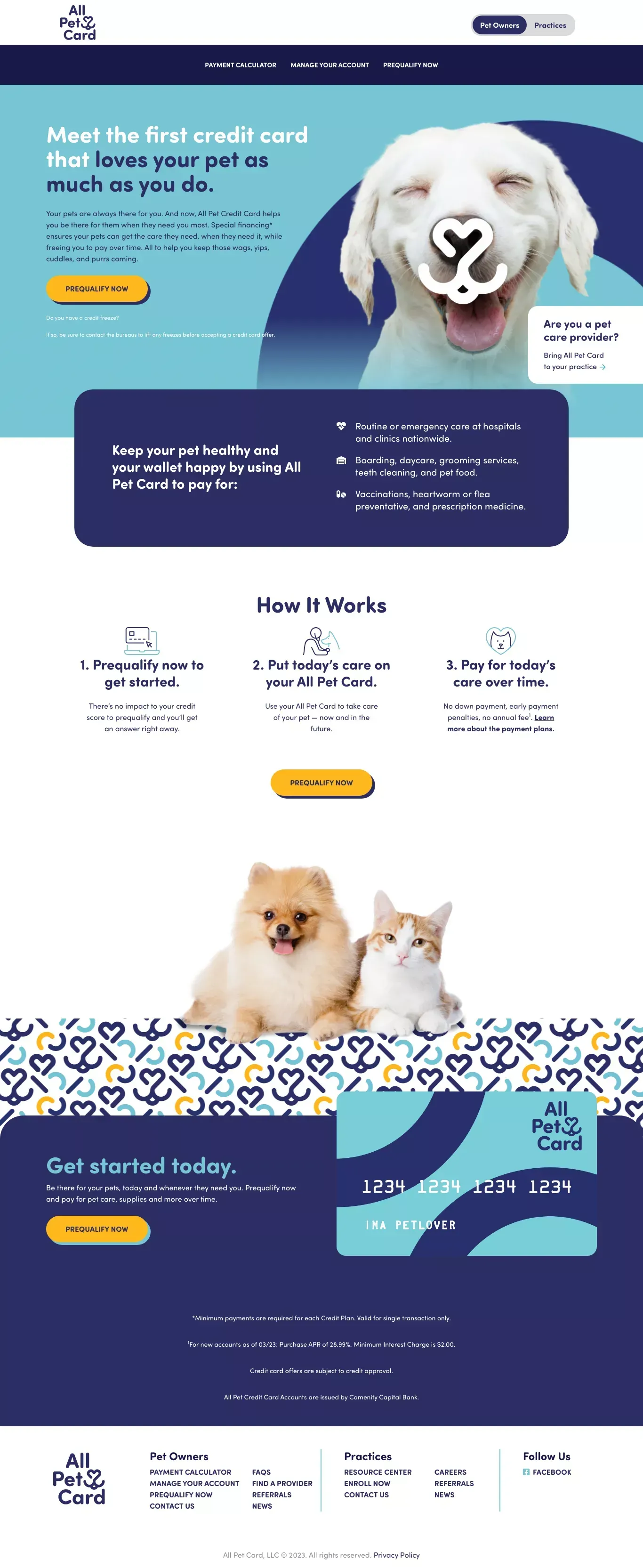 All Pet Card | The Credit Card Designed for Pet Owners - website design