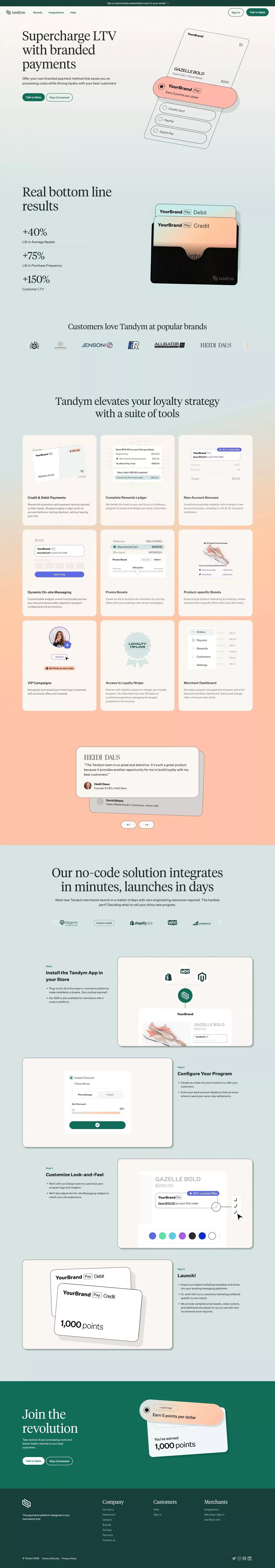 Tandym | Branded cards for the best brands - Landing design