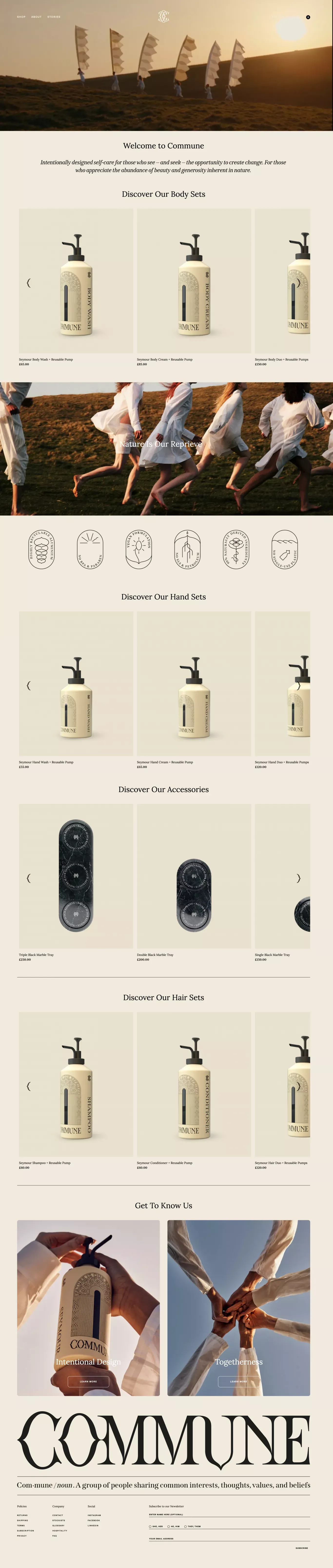Commune - Sustainable Self Care– Commune.cc - Ecommerce design