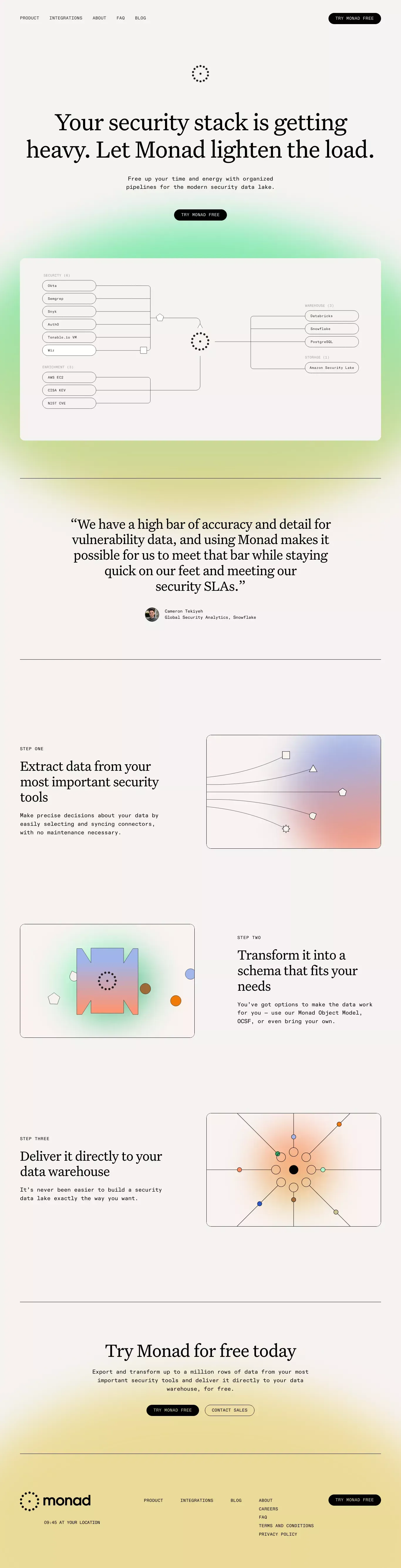 Monad - Landing design