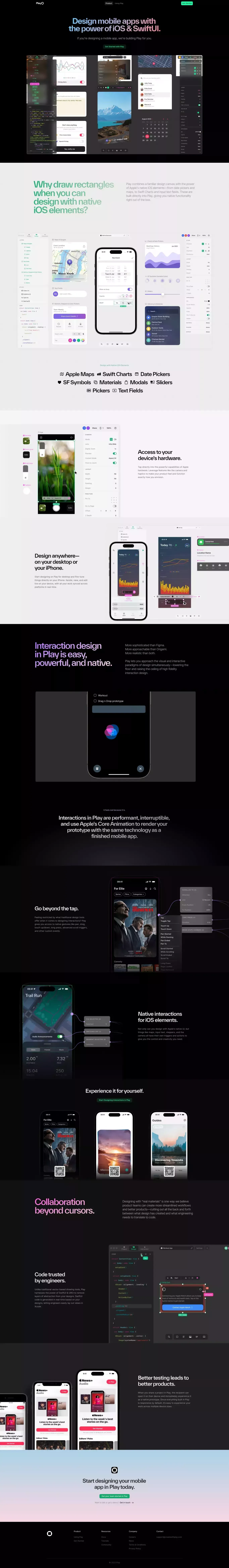 Play · Design mobile apps with the power of iOS & SwiftUI - Landing design