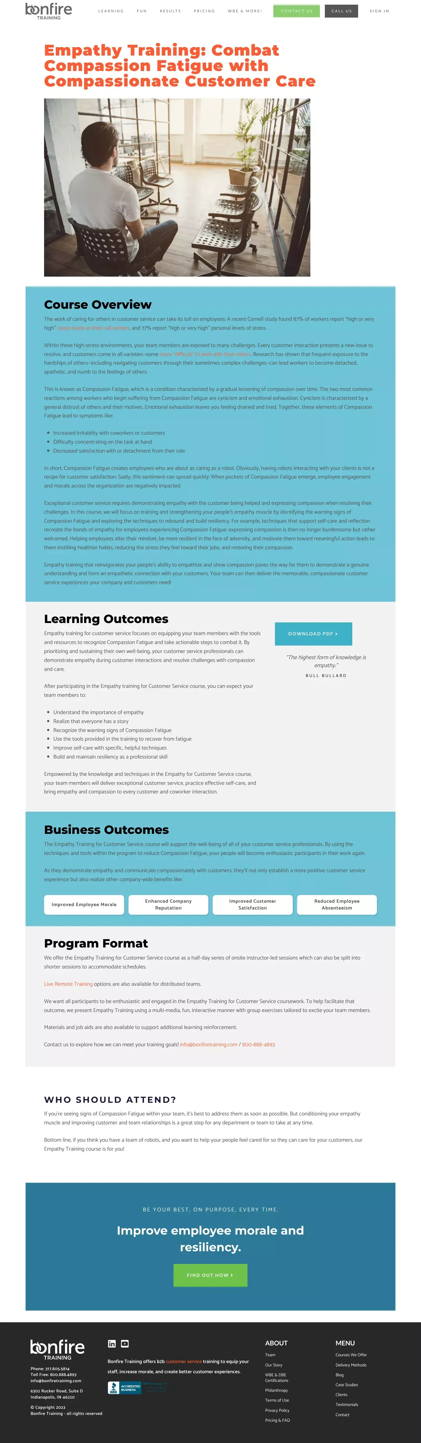 Empathy Training for Customer Service - Bonfire Training - website design
