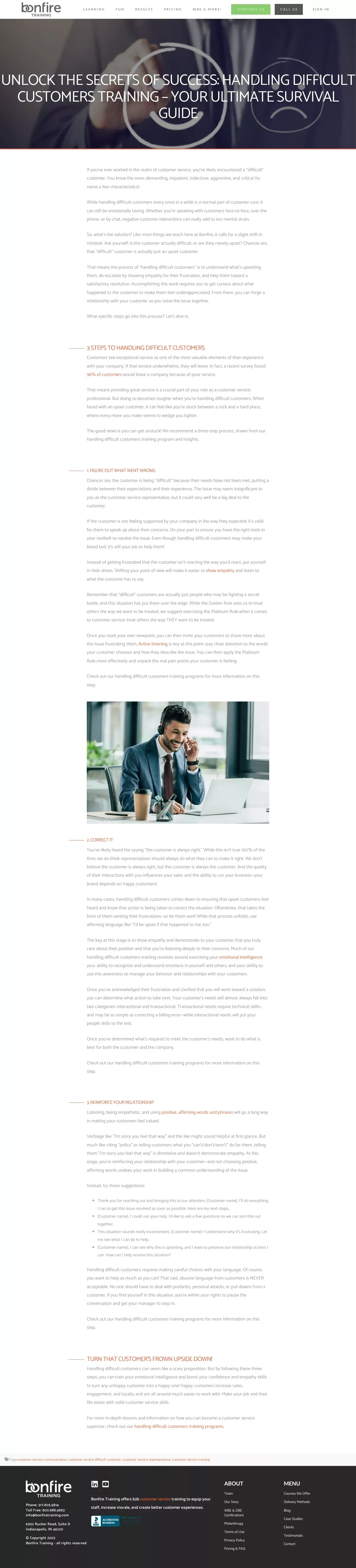 Handling Difficult Customers Training | Bonfire Training - website design