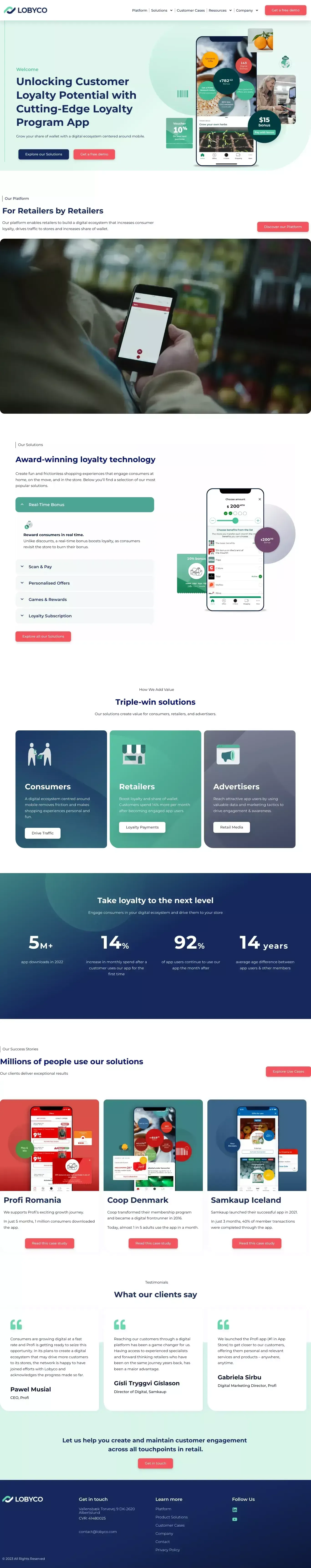 Lobyco - Customer Loyalty Software - Loyalty Program App - website design
