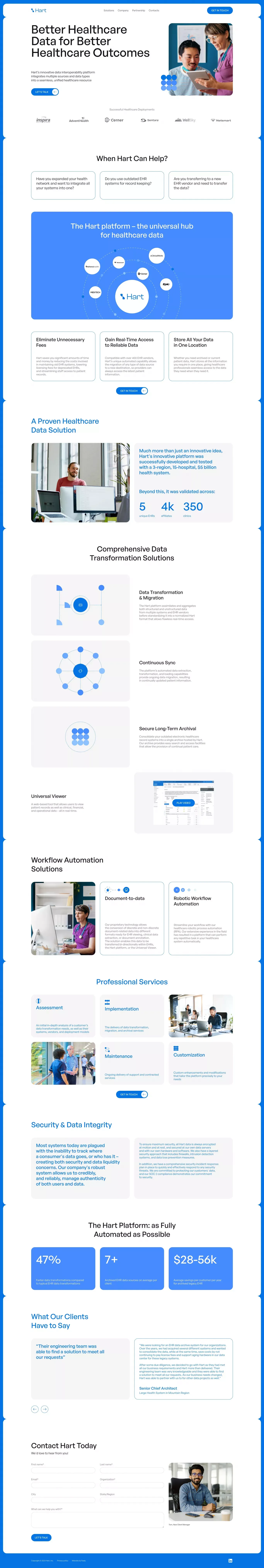 Hart | Better Healthcare Data for Better Healthcare Outcomes - Landing design