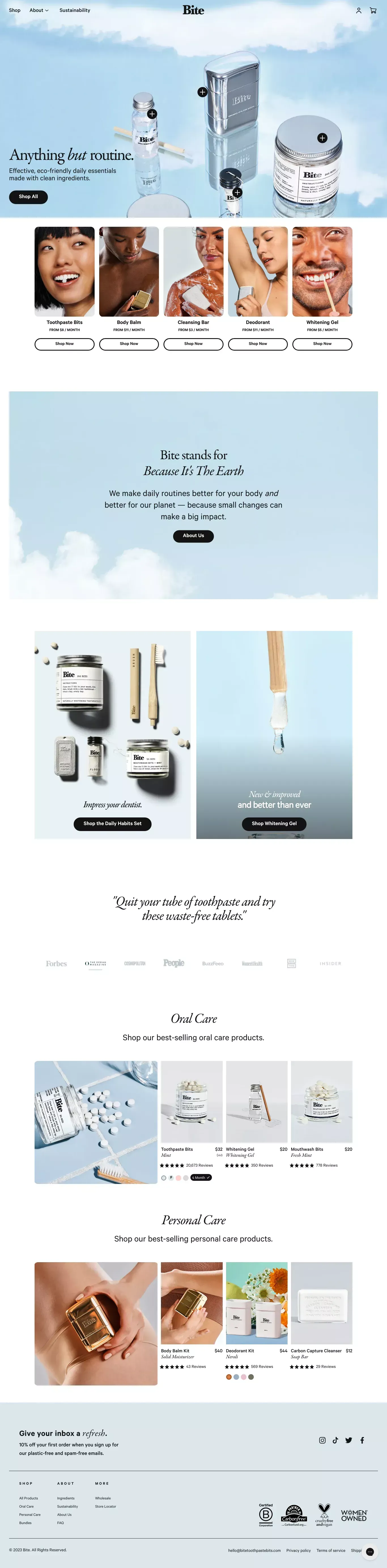 Bite Toothpaste Bits - Ecommerce design