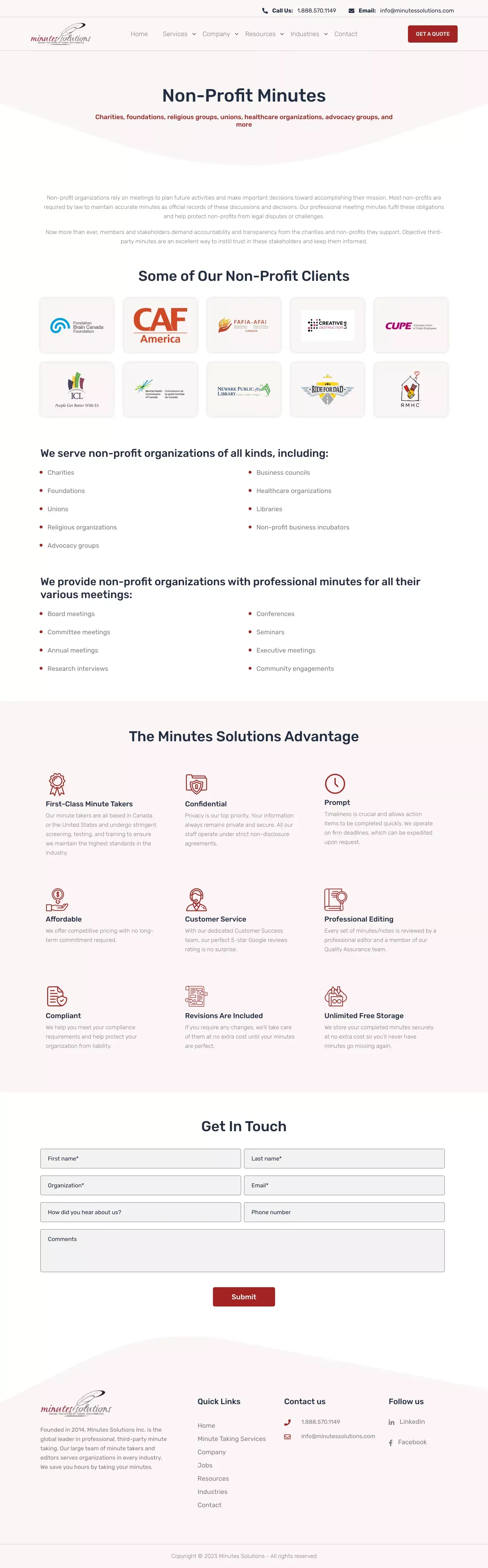 Professional Minute Takers | Nonprofit Minutes | Minutes Solutions - website design