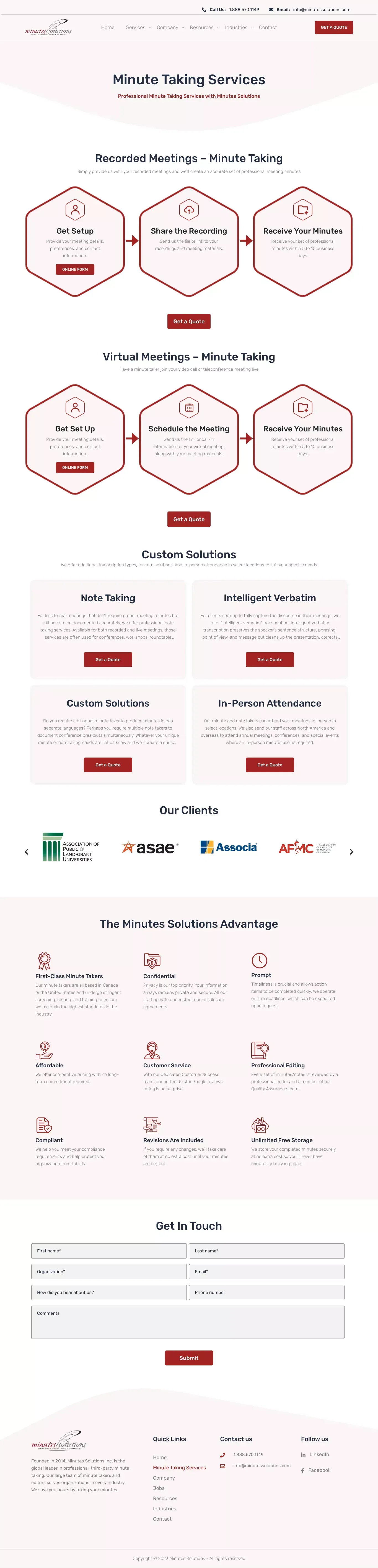 Professional Minute Taking Services - Minutes Solutions - website design